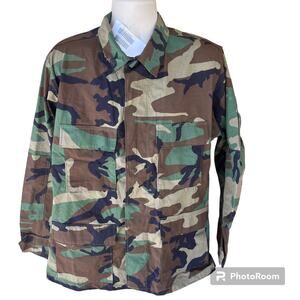 US Army Military Woodland Camouflage Combat Coat Ripstop Mens L Regular
